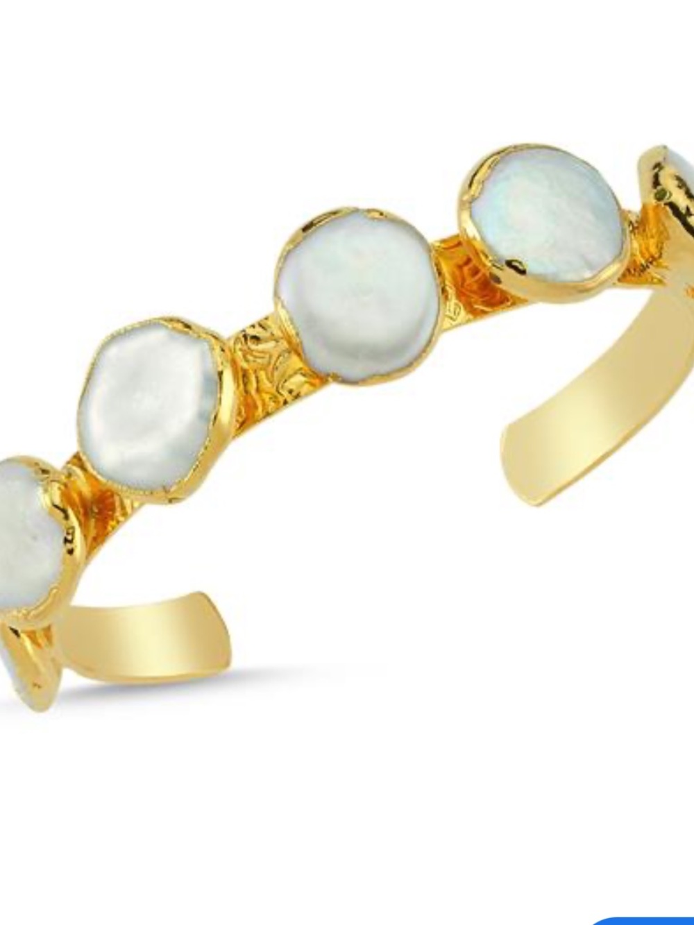 Gold Mother-of-Pearl Accent Hammered Cuff Bracelet Bangle adjustable NIB